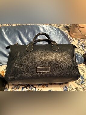 Woman’s navy Leather Top-Handle Bag